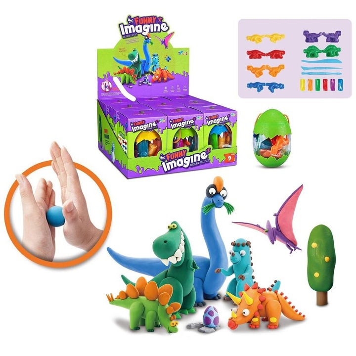 Masa plastilina dinozauri cu foremkami, Trifox, 140x100mm, set