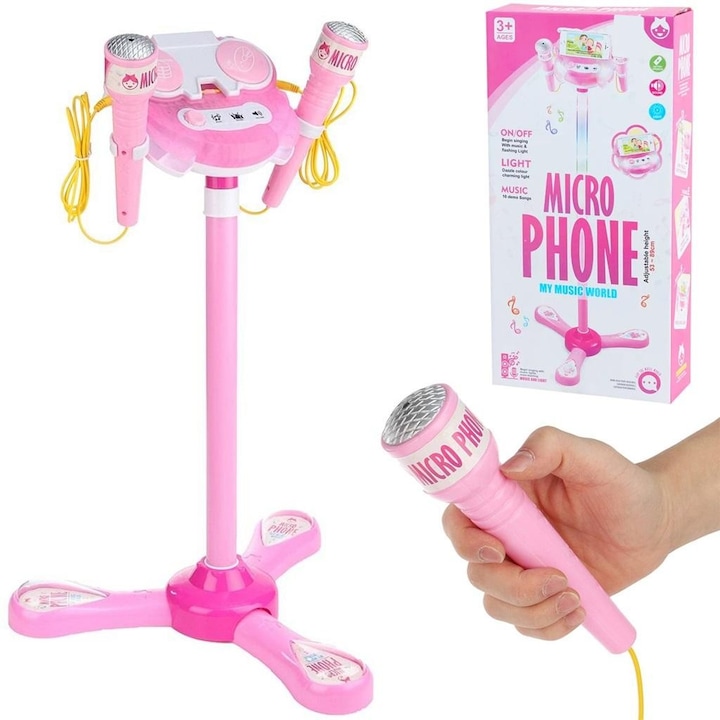 Set 2 microfoane pe baterie cu stativ Trifox, 410x210mm