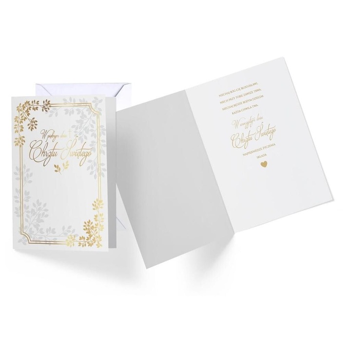 Karnet V-020 Chrzest, Kukartka, 140x190 mm, folie holografica, coperta alba