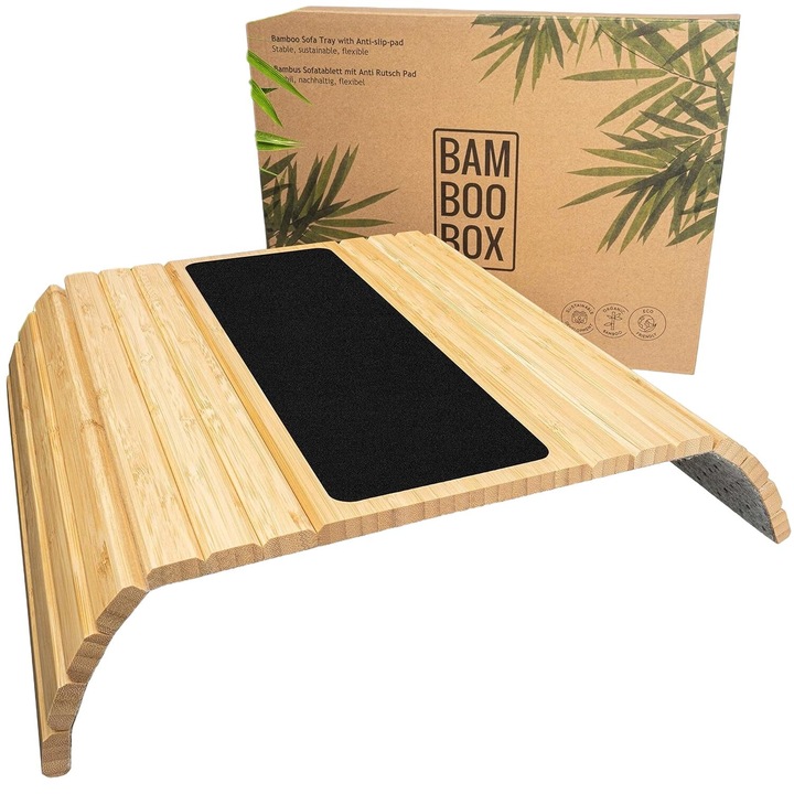 Tava de servire, Luka, bambus, antiderapanta, 42 x 34 cm, bej/negru