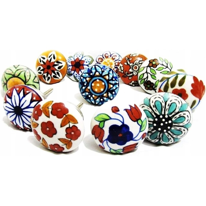 Set 20 butoane ceramice vintage, Luka, multicolor, 3,8 cm