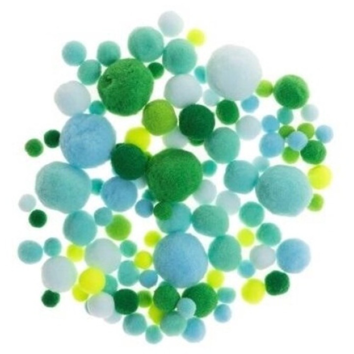 Set pompoane, Brewis, Verde/Albastru, 20g