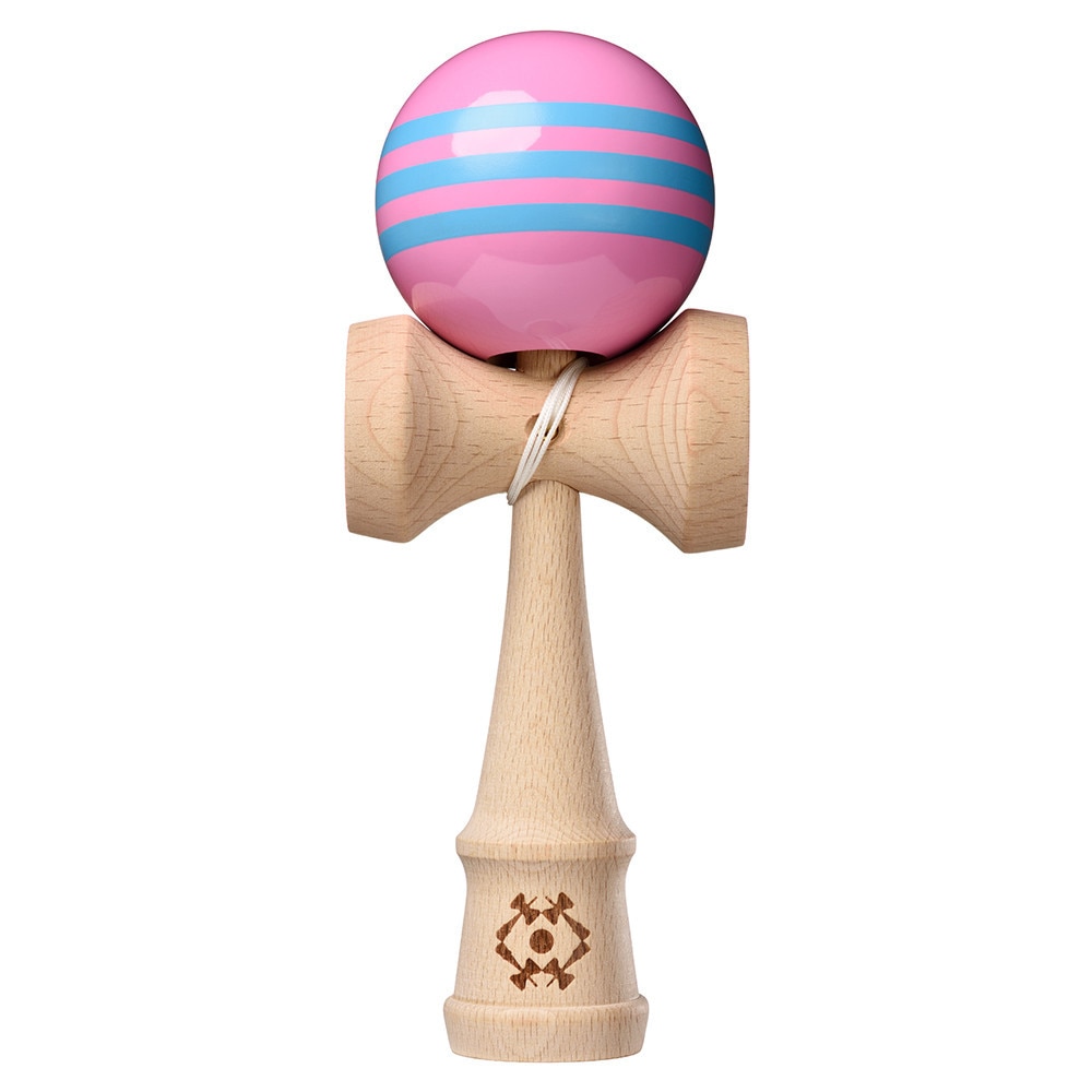 Joc de indemanare Kendama Tribute Triple Stripe - Pink w/ Light Blue Stripes
