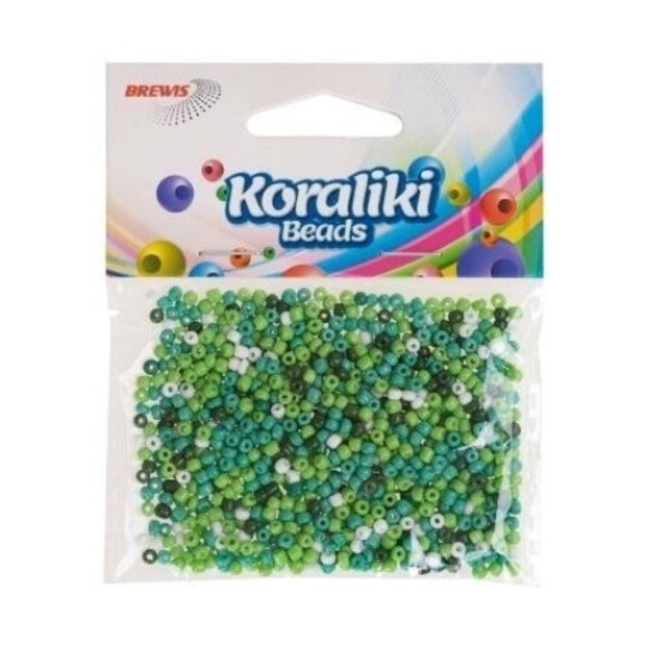 Zsinór gyöngyök, Brewis, akril, 35 mm, 30 g, zöld/fehér