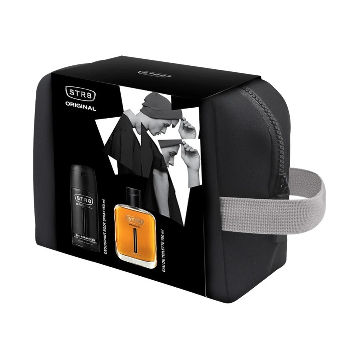 Set 2 x Caseta Cadou Barbati STR8 Original, Apa de Toaleta 100 ml, Deodorant Spray 150 ml, Borseta