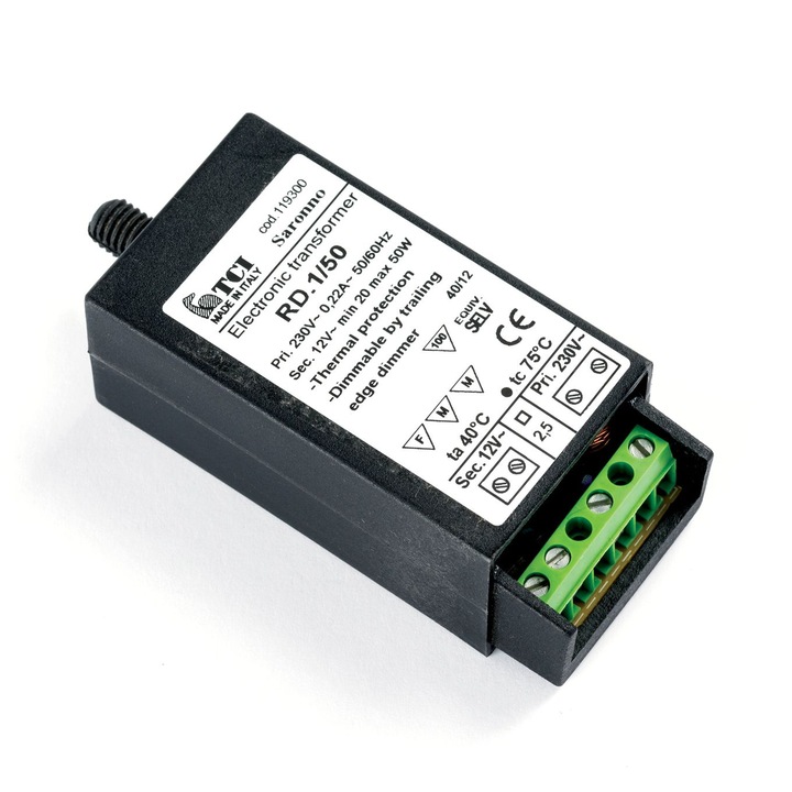 Transformator 12V, TCI, reglabil, 20-50W, 85x29x30mm