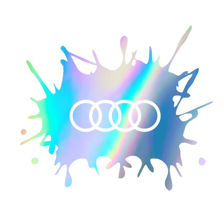 Sticker pata cu sigla Audi, holografic, 15cm