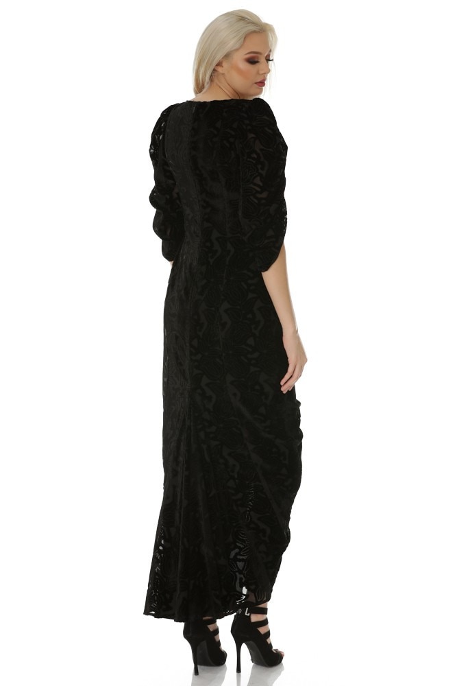 Rochie neagra voal catifea Liza Panait T-51E