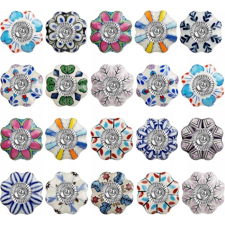 Set 20 manere ceramice, Luka, Multicolor, 4.3 cm