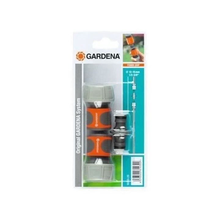 Kit de irigare Gardena pentru tub O19mm, 2 racorduri rapide, conectoare, 5 ani garantie