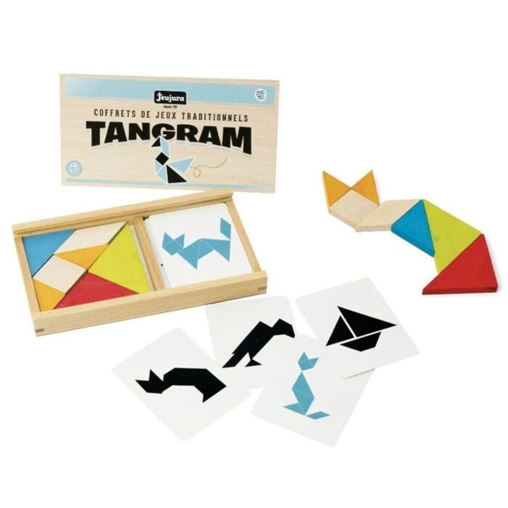 Fa Tangram, Jeujura, 7 db, 30 db modellel, 23x13,5x2,5 cm