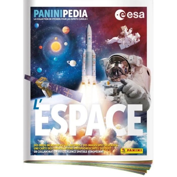 Album PaniniPedia Space, 208 autocolante, poster constelatii, jucarii animale