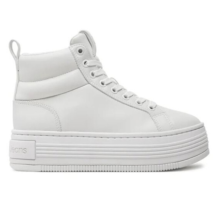 Tenisi dama 0K4, Calvin Klein Jeans, Piele naturala, Alb