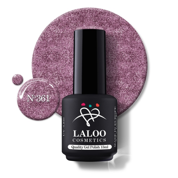 Oja semi-permanenta 361 Glam Pink purple Glitter Laloo 15ml