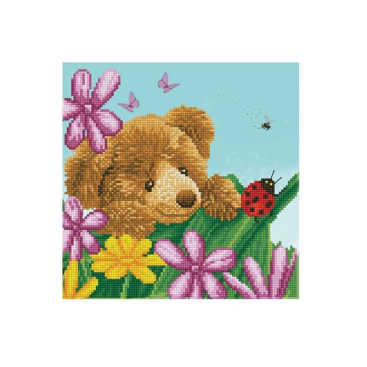 Set de artizanat Diamond Dotz, Honey Pot Bear Hide & Seek, 30.5x30.5cm, intermediar