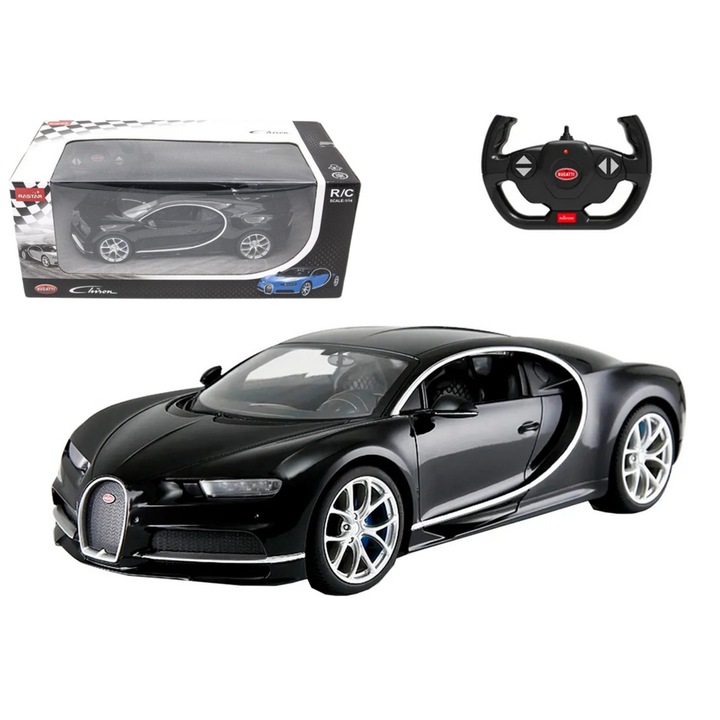Количка ZD Bugatti Chiron 1:14 кола, Rastar, черна, 18x7.5x6.5cm, за момчета, 6+ години