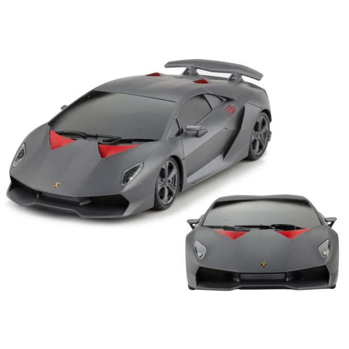 Кола с радиоуправление 1:18 Rastar Lamborghini Sesto Elemento, сива, 25x10x8cm, комплект с дистанционно