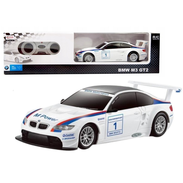 Masinuta RC 1:24 Rastar BMW M3 GT2, alb, 29x11x9cm