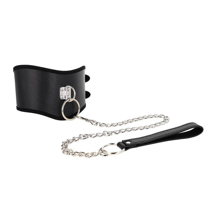 Zgarda KINK, 65 cm, curea lata ajustabila 40-55 cm x 10 cm, negru