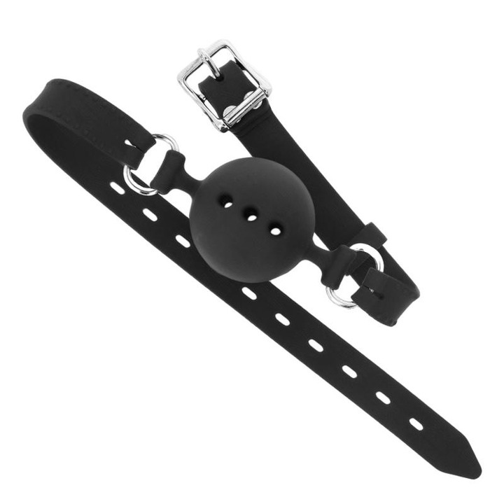 Szilikon gag szett, KINK, M-es méret, fekete színű, méretei 55x2cm, golyó 4,5cm, állítható 35-51cm