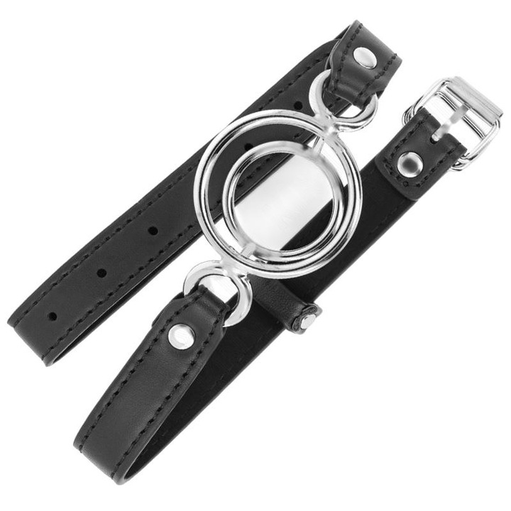 Gag szett több O-gyűrűvel 5 cm, KINK, fekete, 63x2,5 cm