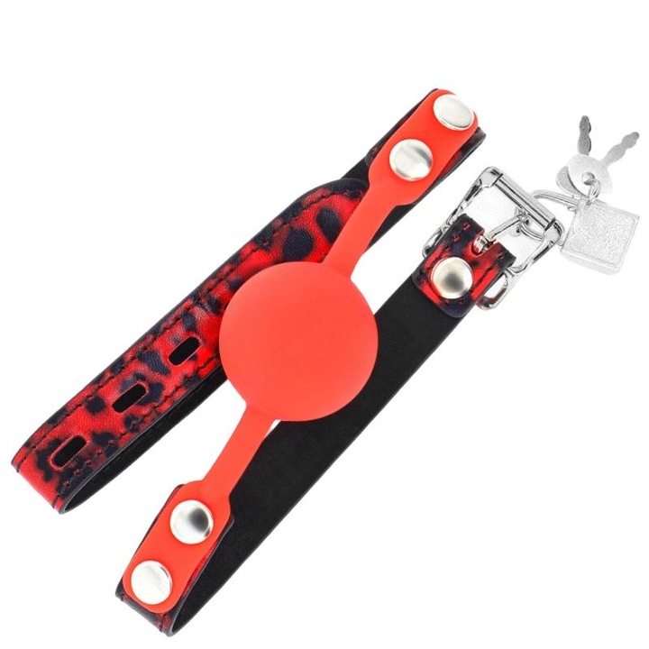 Set Gag din silicon KINK, 4 cm, cu lacat, 60x2 cm, multicolor