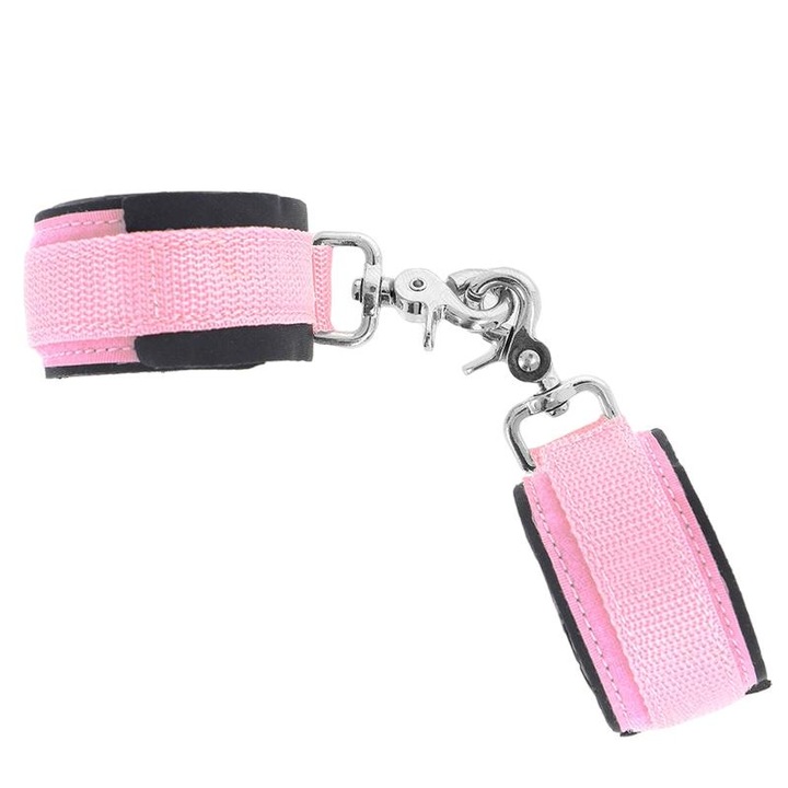 Rózsaszín neoprén állítható csuklóbilincs készlet, 22-34 cm, KINK
