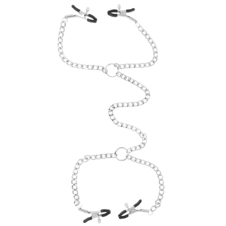 Щипки за гърди с верижка, KINK, Метал