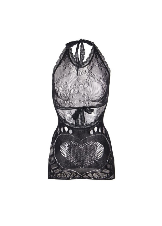 Hálós miniruha, Subblime, nylon/elasztán, nyitott hátú, fekete, One Size INTL