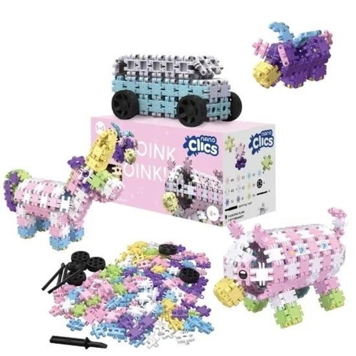 Set de constructie Nano Clics, 250 elemente, Clicks, plastic, 8+ ani
