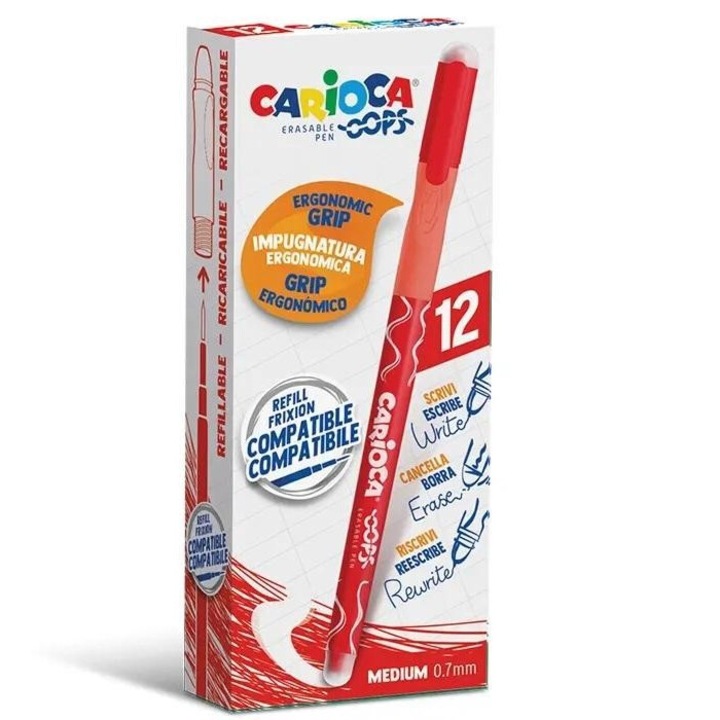 Set 12 pixuri, Carioca, Rosu, 0.7 mm