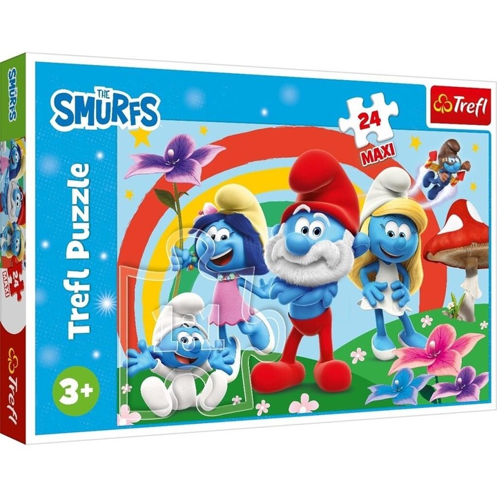 Puzzle 24 maxi Smurfny dzien, Trefl, 396x266mm, 3 év feletti gyerekeknek