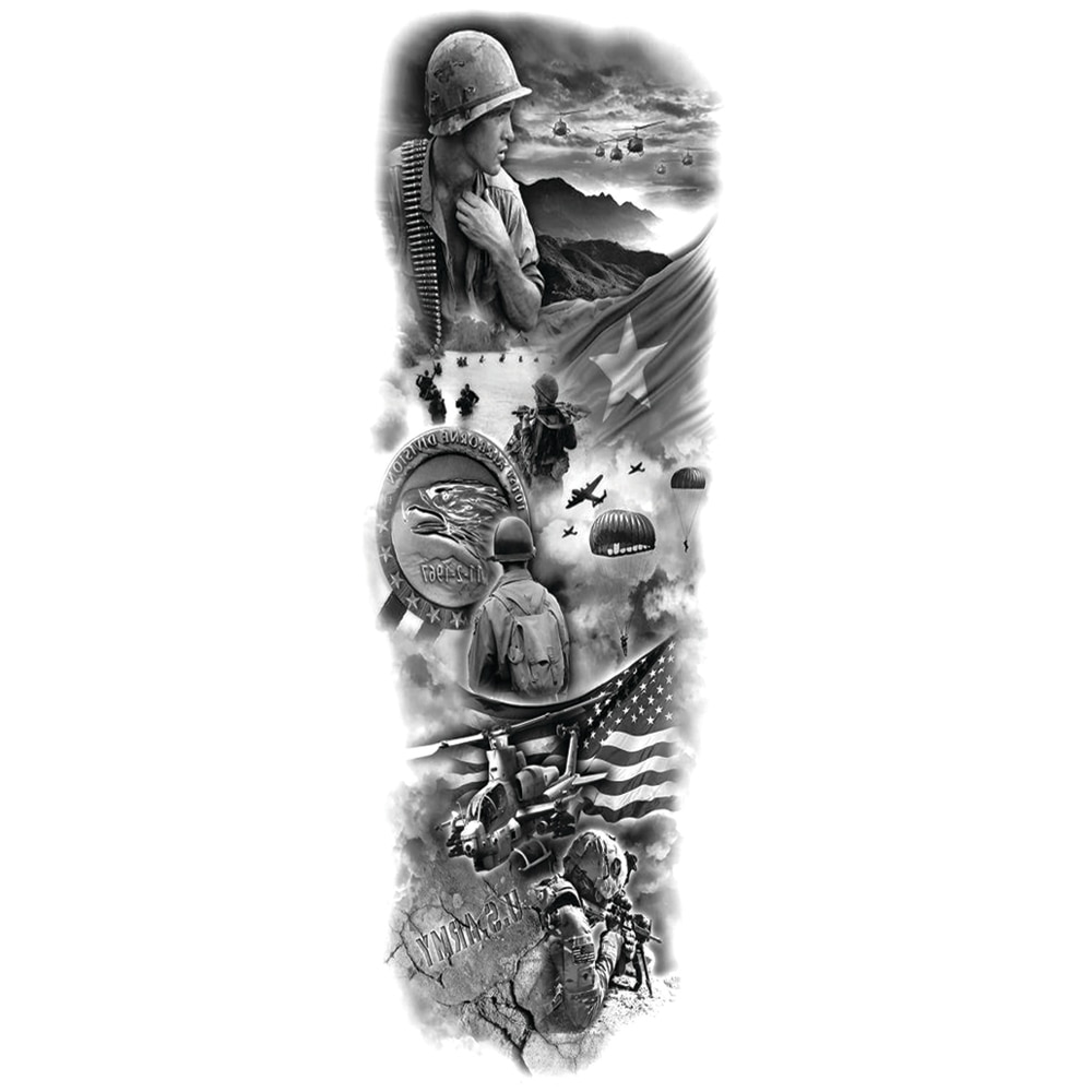 Tatuaj temporar pentru brate sau picioare monocrom, big zise 48 x 17 cm, #T/084 - Tattoo Temporary Phuture®