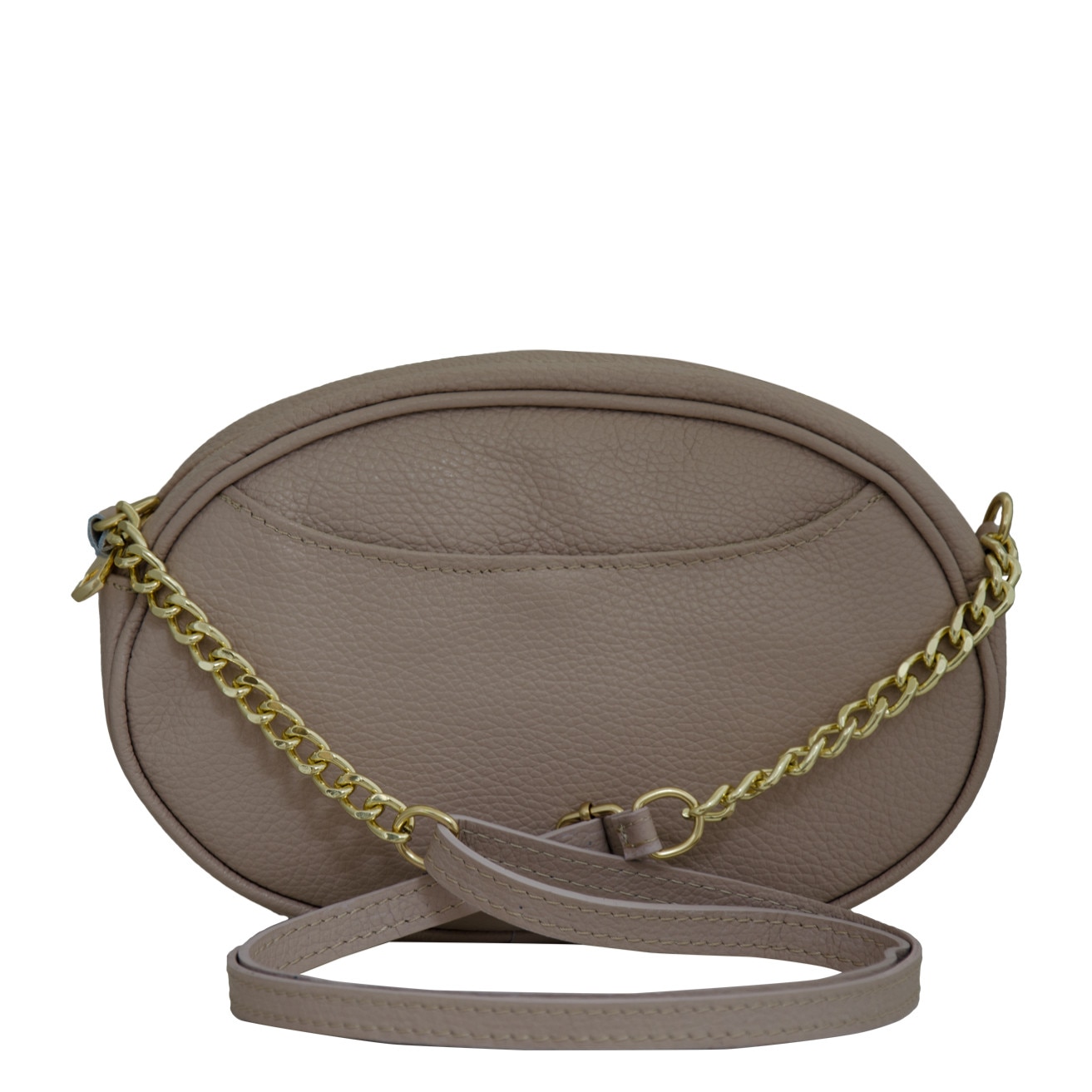 Geanta crossbody de dama din piele naturala, Mada, Roz Pudra