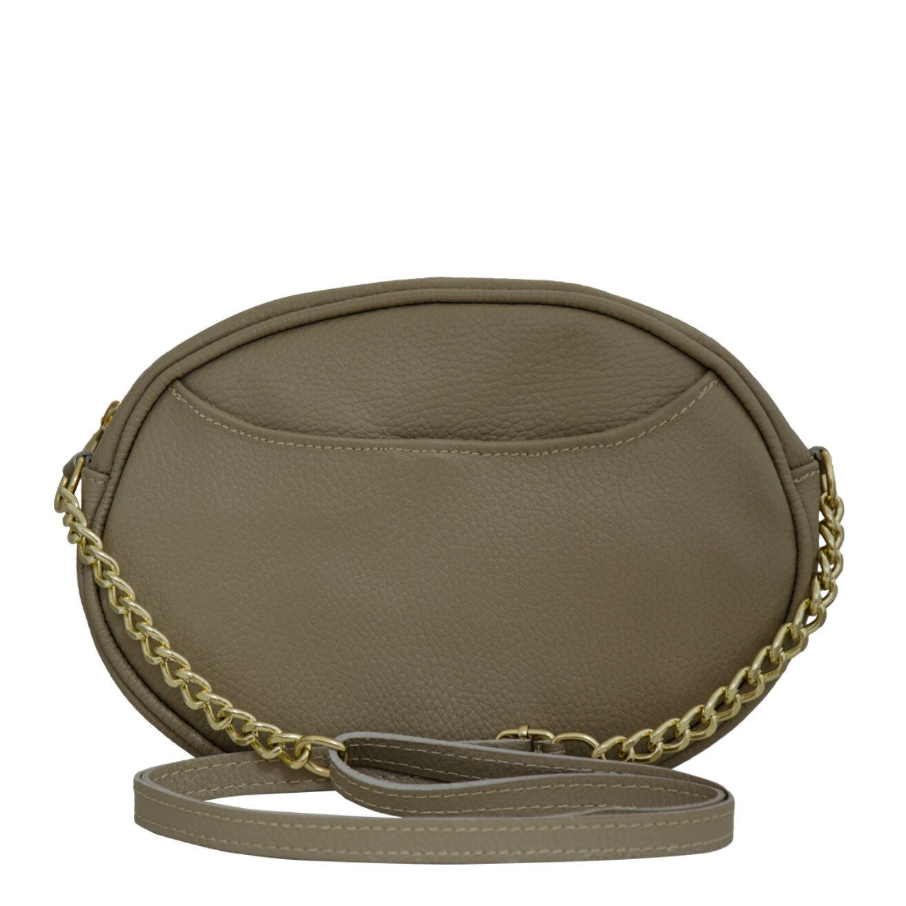 Geanta crossbody de dama din piele naturala, Mada, Taupe