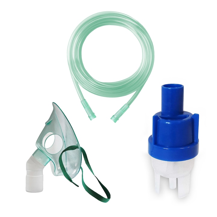 Kit accesorii aparate aerosoli cu compresor RedLine RDA007, masca rotativa pentru copii, furtun 2 m, pahar de nebulizare