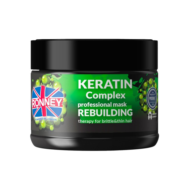 Masca de par Ronney Keratin Complex Rebuilding Therapy, 300ml, pentru par uscat si fragil, cu keratina
