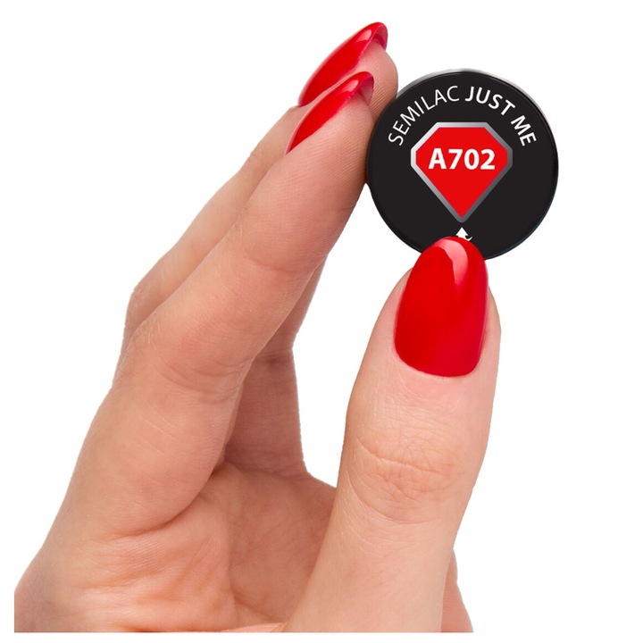 Semilac A702 Just Me хибриден лак за нокти, червен, 7 ml, пълно покритие