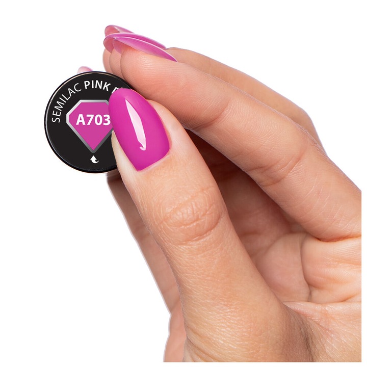 Лак за нокти Semilac A703 Pink Power 7ml, розов, класически ефект