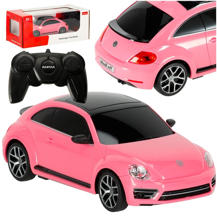 RC autó, Luka, Volkswagen Beetle, rózsaszín, 1:24, 2 db-os készlet