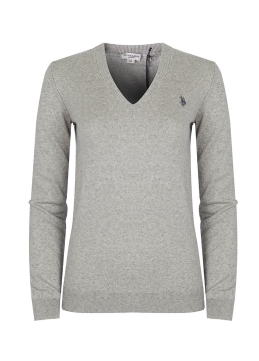 Pulover dama MIA 373, U.S Polo Assn, Bumbac/Casmir, Gri