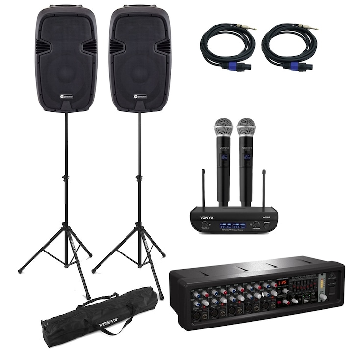 Аудио система за презентации Behringer PMP550M + Тонколони + Микрофони