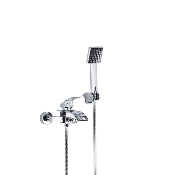 Fürdőszoba zuhany csaptelep, fényes króm színű, vízesés csaptelep, 2 áramlási funkció