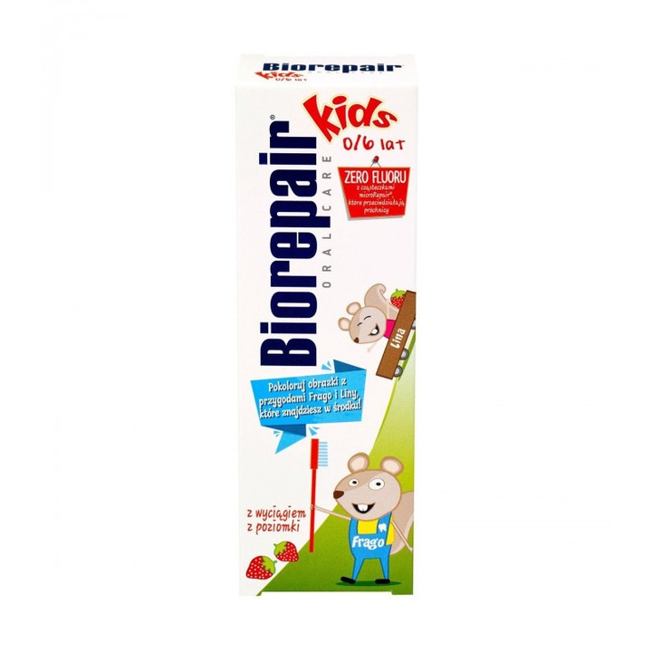 Паста за зъби за деца 0-6 години с екстракт от ягода, Biorepair Junior, 50 ml