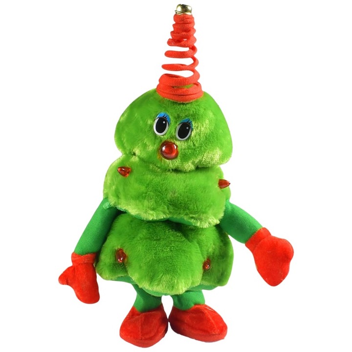 Играчка танцуващо дърво NEXTLY, имитира звуци/повтаря това, което казвате, говори, пее коледни песни, LED светлини, 42x25 см, Интерактивна, плюшена, на батерии, многоцветна