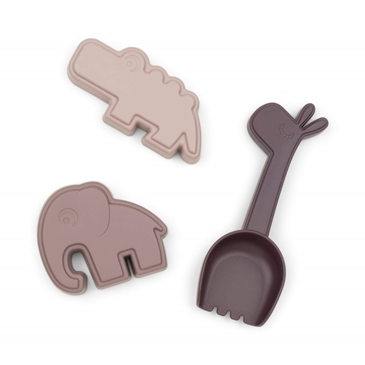 Done By Deer homokozó játék szett, 3 darab, krokodil és elefánt forma, láma lapát, rózsaszín és lila