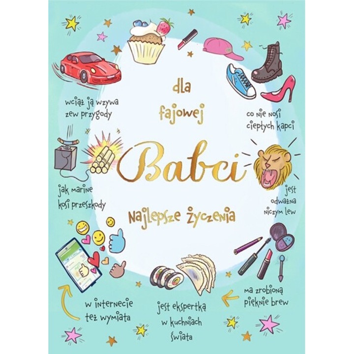 Karnet B6 Fajowa Babcia, Henry, zlocony, cu plic