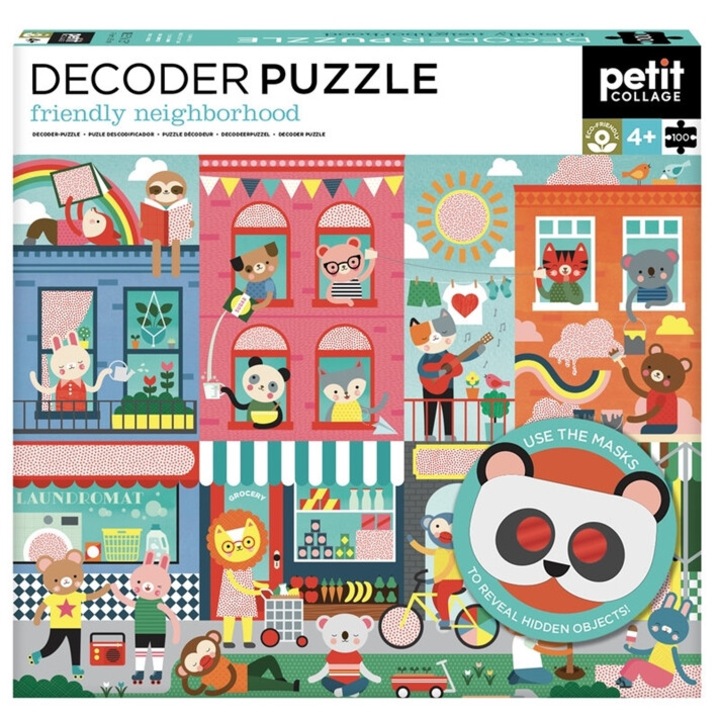 Petit Collage - Friendly Neighborhood -kincskereső puzzle szemüveggel