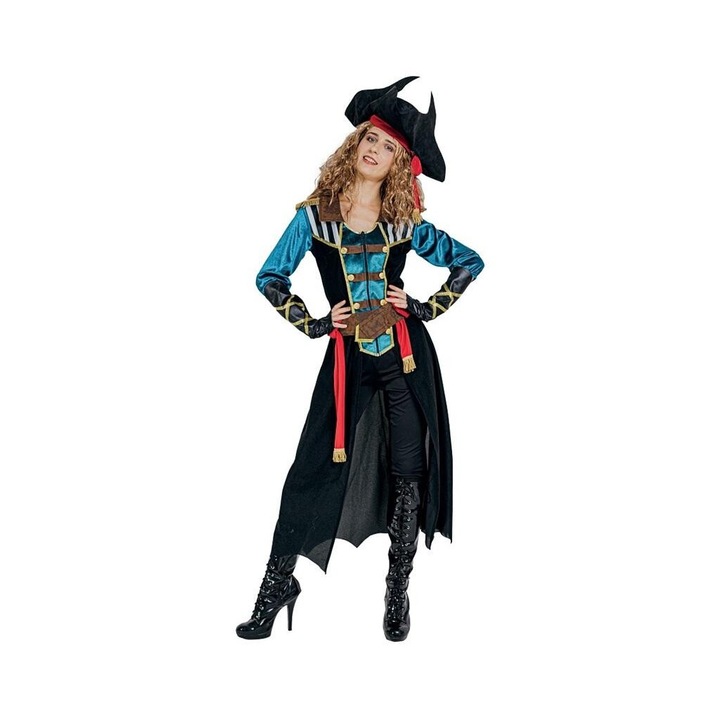 Costum de pirat pentru adulti, Godan, negru/albastru, M