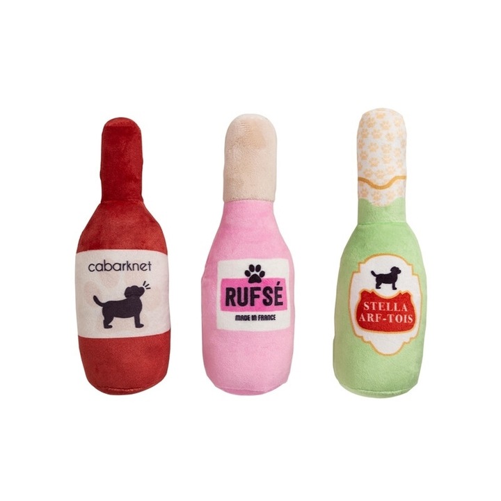 Комплект от 3 плюшени играчки за кучета Pearhead, Happy Hour, многоцветни, 5,71x18,41x5,08 см